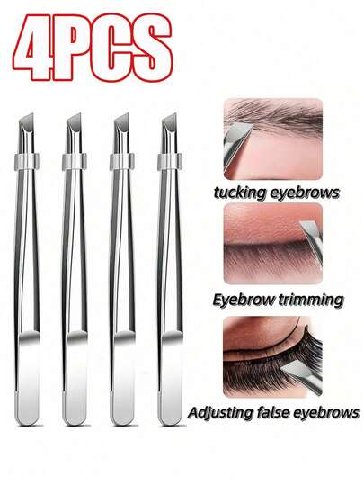 1/2/4 قطع من ملقط الحواجب الفولاذي عالي الدقة، مناسب للرجال والنساء لإزالة الشعر والتشذيب اللحية وتشكيل الحواجب. سهل المسك، مناسب لإزالة الرموش والشعر الداخلي وتمديد الرموش - ملقط دقيق لإزالة الشعر المثالية.