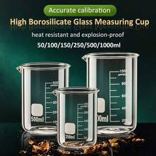 1pc High Borosilicate Glass Thick Graduated Beaker, Transparent Heat-Resistant Multipurpose Measuring Cup, Chemistry Lab Glassware, Heat-Resistant Kitchen Tool, Multifunctional Beaker - Transparent - View 6