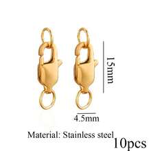 10 chiếc khóa càng cua mạ vàng bằng thép không gỉ kèm vòng nối, thích hợp làm dây chuyền, vòng tay và các sản phẩm trang sức tự làm. - Vàng - Xem 7