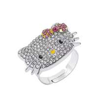 SANRIO 1 chiếc nhẫn Hello Kitty hoạt hình đính đá Zirconia, nhẫn hở điều chỉnh được hình mèo dễ thương, thời trang và thanh lịch. - KT - Xem 12