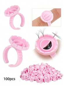 200/100pcs Set: Round Lash Glue Rings, Glue Rings Cups, Anti-Spill Glue Drop Cups, Glue Holder Rack And Thick Fan Cups, Suitable For Eyelash Extension - Disposable Professional Eyelash Extension Tools - Multicolor - View 14
