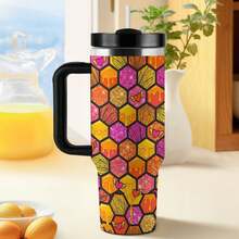 He-Lluva Boss And Haz-Bin Hotel 40oz Insulated  Tumbler With Handle And Straw Lid, 18/8 Stainless Steel Vacuum Travel Mug, Leak-Proof Reusable Water Bottle, Car Cup Holder Friendly For Gym, Work, And Outdoor Travel - black - 查看 7
