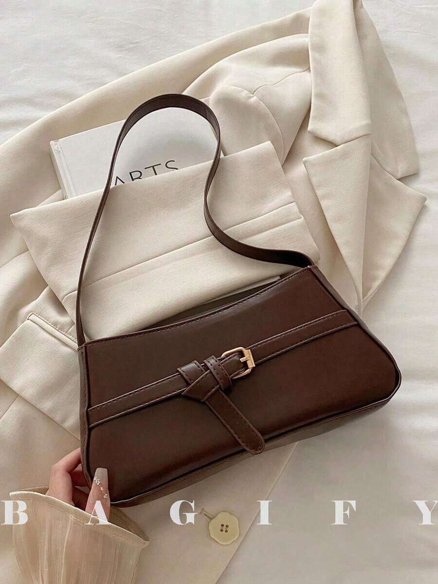 New Fashion Waist Belt Decor Handbag, Suitable Parties, Outings, Vacations, Shopping And Daily Use, Can Store Coins, Phones, Also Suitable As A Work Bag White-Collar, College Students And Office Workers, Elegant Ladies Bag - 咖啡 - 查看 1