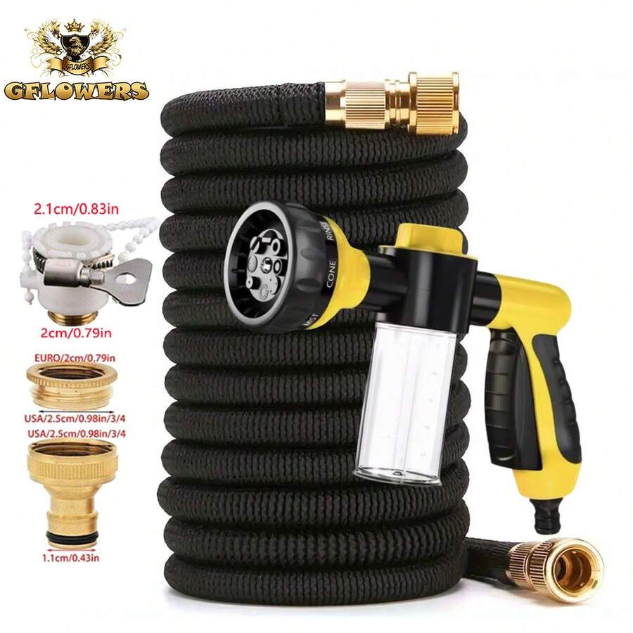 1 Cuộn vòi rửa xe áp lực cao có thể thu gọn, vòi tưới vườn đa năng, thích hợp cho sân, bãi cỏ và làm vườn, vòi nước gia đình, có các chiều dài 2,5m, 5m, 7,5m, 10m - A - Xem 1
