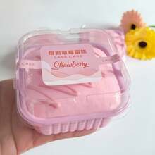 Exquisita caja de regalo de pastel de fresa de lava y chocolate realista, hecha de material de alta calidad de rebote lento, con textura suave y delicada. Adecuado para apretar y aliviar el estrés, con apariencia realista y adorable. - Multicolor - Ver 7