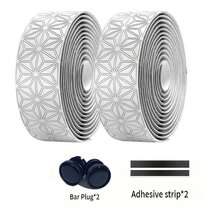 1 Pair Anti-Slip Road Bike Handlebar Tape PU Shock Bar Tape W/ Bar End Plugs - Black Blue - 查看 12