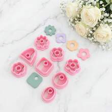 Mixed Shape Flower Clay Cutter Set, 1/8Pcs Polymer Clay Cutters For Floral Jewelry Making - Pink - View 4