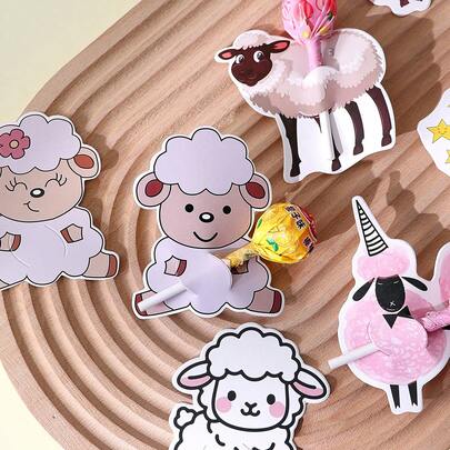 Bộ thiệp trang trí kẹo mút hình cừu dễ thương mừng Eid Al-Adha, quà tặng lễ hội, bao gồm các hình cừu hoạt hình, cừu sao và trăng, cừu kỳ lân, dễ dàng cắm kẹo mút, trang trí sống động và ấm áp cho các buổi họp mặt gia đình trong dịp Eid và quà tặng ngày lễ, thêm không khí lễ hội cho kẹo và truyền tải những lời chúc Eid ấm áp, phù hợp với nhiều dịp lễ hội Hồi giáo khác nhau.