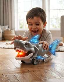Shark Toy With Sound, Lights, LEDs, And Movement - Bump And Go - Màu Xám nhạt - Xem 1