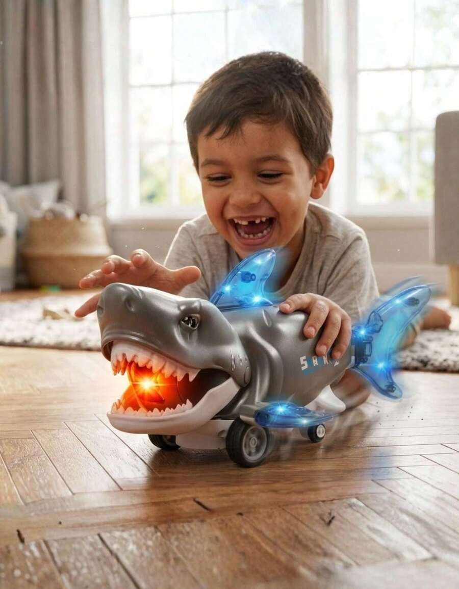 Shark Toy With Sound, Lights, LEDs, And Movement - Bump And Go - Màu Xám nhạt - Xem 1