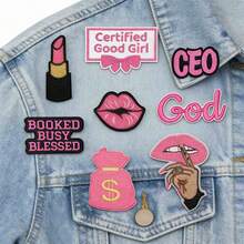 1 set de 8 pièces Série fille rose Écussons de broderie Badges en polyester Mode Appliques Accessoires décoratifs Autocollants en tissu DIY Patchs à repasser et à coudre Convient pour les sacs à dos, jeans, vestes, t-shirts, chapeaux, robes, etc. - Plusieurs styles - Voir 1
