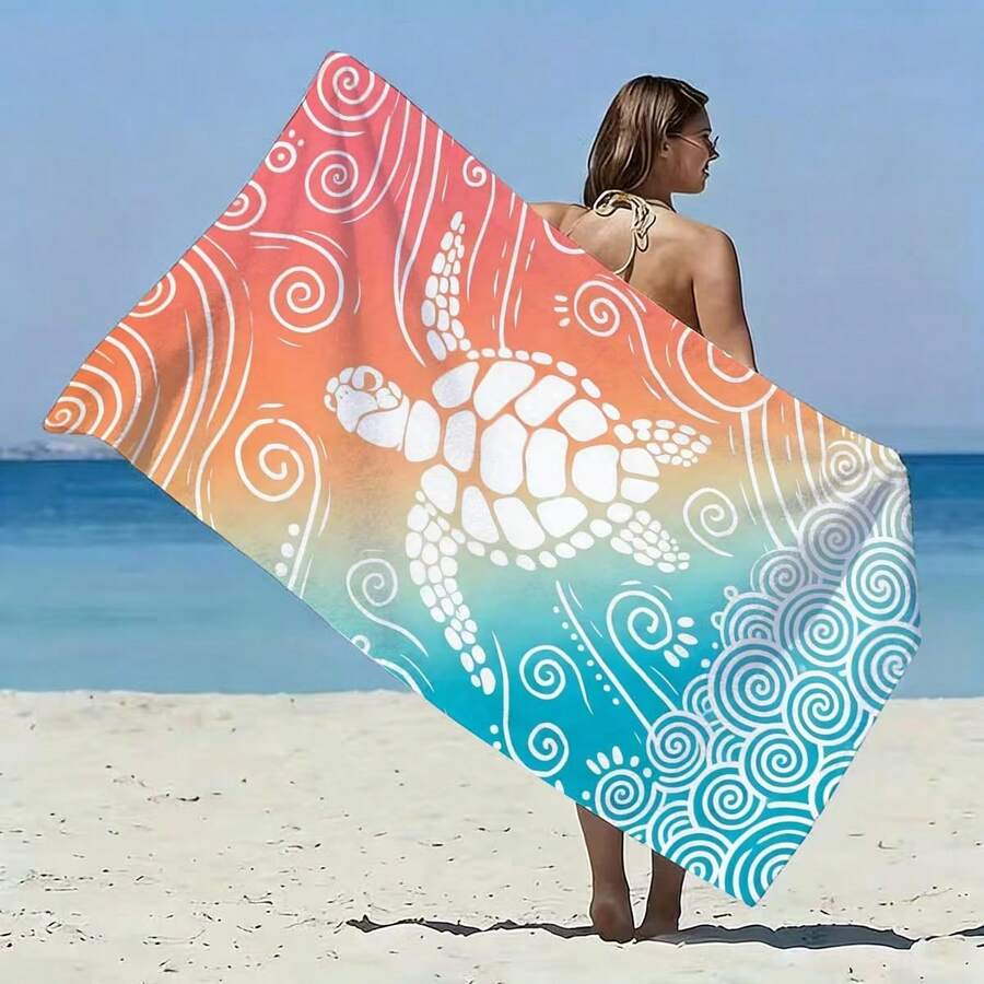 Customizable Sea Towel - Personalized Name, Cute Cartoon Design, Super Soft Quick-Dry, Sand-Free, Highly Absorbent, Suitable For Pool, Beach, Camping - Perfect Summer Gift For Young People, Beach Towel - 4 - View 1