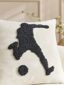 1pc/2pcs Easter Rabbit Throw Pillow Cover, 18 X 18 Inch Rustic 3D Embroidery Bunny Cushion Case Decoration For Bed Sofa Couch Spring Holiday Easter Party Farmhouse Home Decor - Dark Grey - View 3
