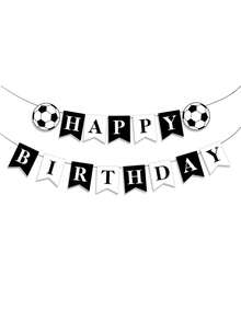 1 Set Football Themed Birthday Party Decorations, Black - Happy Birthday Banner, Hanging Swirls, Flags, Party Supplies Suitable For Sports Theme Party - Football Decoration Set - View 7