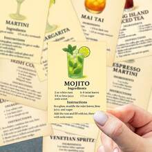 20pcs Classic Cocktail Recipe Cards - Essential Home Bartender's Cocktail Mixing Guide, Illustrated Cocktail Recipe Cards With Ingredients And Steps, Cocktail Making Guide Cards - Sets - View 4