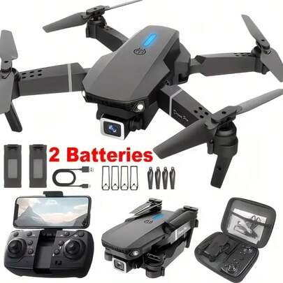 8K Dual Camera E88 Drone, Foldable RC Quadcopter With 360° Rolling Stunt, Waypoints Fly, One Key Return, Obstacle Avoidance, FPV Live Video, 2 Batteries, Beginner Friendly Drone Gift For Kids Adults