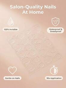 50片（1200片）双面美甲贴纸，人造指甲，透气柔韧果冻美甲贴纸，DIY - 無色 - 查看 3