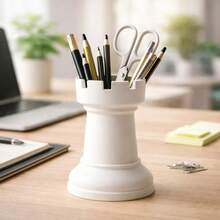 1pc Creative Chess Piece Pen Holder, Black & White Color Options, PET Material, Open-Style Stationery Organizer, Retro Luxury Vibe, Suitable For Office Desk, Study, Students And Professionals Office Desk Desk Office Supplies Office Accessories - Multicolor - View 5