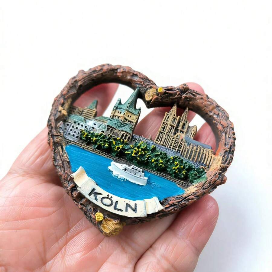 科隆心形冰箱贴，3D立体浮雕，7厘米/2.76英寸，旅行纪念品，德国科隆城市地标冰箱贴 - 均碼 - 查看 1