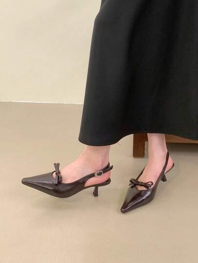 新款春夏酒红色蝴蝶结露趾高跟鞋，女士时尚尖头细跟凉鞋