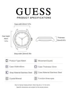 Guess 40毫米不锈钢水晶皇后系列石英女表，时尚礼品，GW0464L2 - 金色 - 查看 7