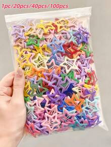 100pcs/40pcs/20pcs Y2K Style Colorful Oil Painting Star Hair Clip Set, Multi-Color Star Pattern Design, Suitable For Various Matching Needs, Adds Cute Vitality To Hairstyle, Perfect For Girls And Women's Daily Wear, Easily Enhances Style, Creates Sweet And Cute Hair Clips, Hairpins - Multicolor - View 11
