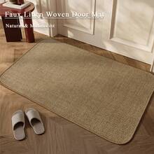 1 pieza Alfombra de lino marrón, alfombra de lino de unicolor minimalista moderna, felpudo versátil para múltiples escenarios | Minimalista, fácil de limpiar y mantener. Simple y elegante | Fácil de limpiar, mejora el ambiente de la entrada. - Marrón - Ver 13