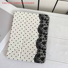 Ốp máy tính bảng kiểu Y2K viền ren chấm bi đen có khe cắm bút cảm ứng, hỗ trợ tự động tắt/mở màn hình, chân đế đa góc, tương thích với iPad Pro 11", Air 11"/13" M3, 11" A16, 10.9" thế hệ thứ 10, 9.7"/10.2", Galaxy S9/S7/S10+, Galaxy Tab S6 Lite 10.1". - Nhiều màu - Xem 2