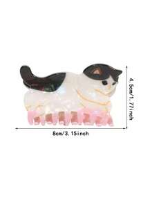 1pc Cute Cat Acrylic Hair Claw Clip, High-End Shark Shaped Hair Clip For Ponytail, Suitable For Outdoor, Sports, Shopping, Party, Festival, Valentine's Day, Mother's Day, Birthday, Holiday Creative Gift Summer Outfits Hair Clips Beach Accessories,Travel - Multicolor - View 5