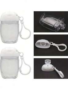 Transparent Empty Bottles, No-Wash Hand Sanitizer, Travel Storage Rack, Hook, Keychain, White Flip Cover, Reusable, Portable Empty Bottles, Refillable Cosmetic Containers, Essential For Travel, Daily Necessities, Suitable For Festivals, Back-To-School, Vacations And Trips - Clear - View 3