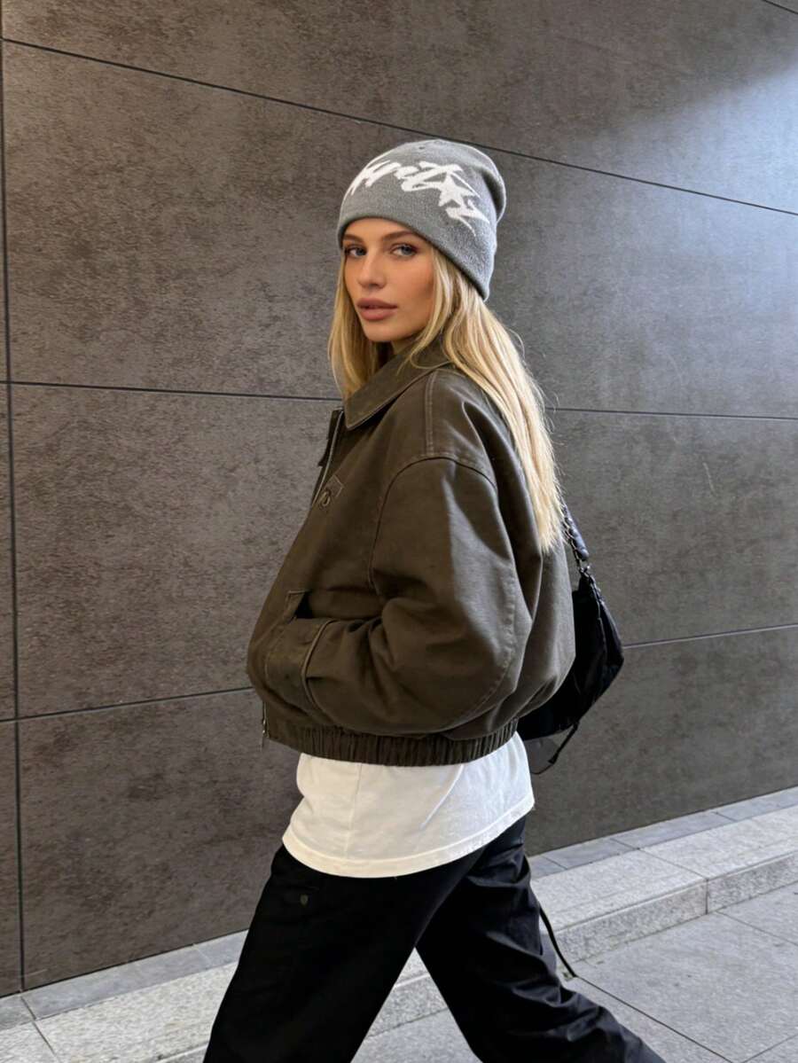1 Gorro tejido unisex con patrón de pájaro lindo, gorro tejido con letra para otoño e invierno, regalo recomendado para combinar con ropa de invierno - Multicolor - Ver 1