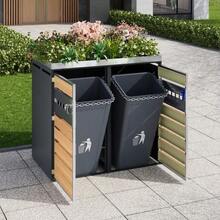 Caja de almacenamiento de basura, con cerradura, dos puertas, área de plantación, con ventilación - Gris - Ver 4