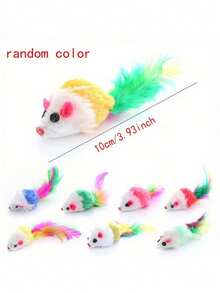 5pcs/10pcs/15pcs/20pcs Colorful Feather Sound Mouse Toys Set, Fun Interactive Rolling Ball & Mouse Toys To Keep Your Cat Entertained (Random Color) - Multicolor - View 7
