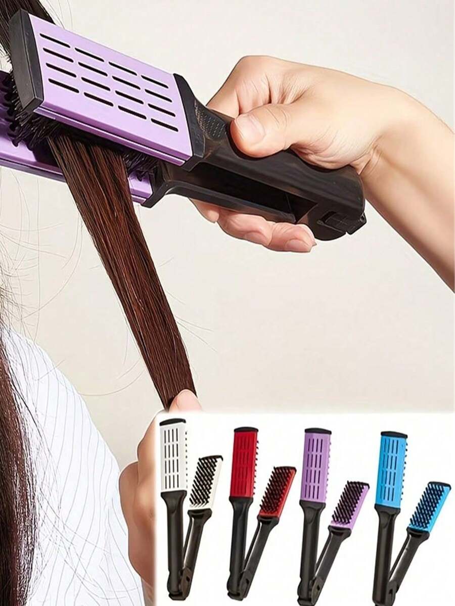 1. Máy duỗi tóc gấp gọn hình chữ V, lược tạo kiểu đa năng cho tóc thẳng và tóc xoăn, kẹp duỗi tóc, dụng cụ hình chữ V, lược làm mượt tóc. - Nhiều màu - Xem 1