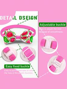 8件装夏季限定水果图案领结，可调节宠物项圈领结装饰，适用于小型/中型猫狗，适合派对、生日、宠物美容，款式多样 - 彩色 - 查看 3