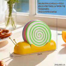1pc Cute Cartoon Snail Coaster Set, 6pcs/Set, PP Plastic, Non-Slip Heat Insulation, Practical Decoration For Kitchen And Living Room - Yellow - View 5