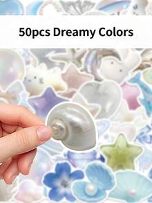 50pcs Dreamy Colors Creative Cartoon Stickers DIY Guitar Luggage Refrigerator Water Cup Planner Supplies Decorative Laptop Personalization Stickers - Multicolor - View 7