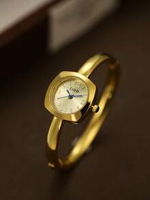1 chiếc đồng hồ thạch anh kiểu vòng tay vàng, thời trang thường ngày, phù hợp để đeo hàng ngày, cũng là món quà lý tưởng cho mùa tựu trường/tốt nghiệp. - Vàng - Xem 3