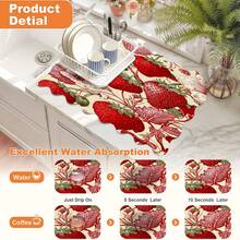 1 tấm thảm thấm hút đa năng họa tiết hoa cúc và quả thông màu hồng & tím, chất liệu polyester chống thấm nước, bảo vệ mặt bàn bếp, bàn ăn, máy giặt, phòng tắm, máy pha cà phê, đồ dùng tiệc tùng. - Hình ảnh dâu tây cổ điển - Xem 7