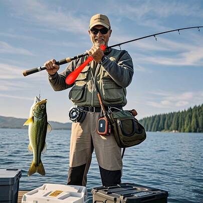 1 Búa an toàn màu đỏ bền chắc, cần câu đa năng, dụng cụ cầm tay có tay cầm, chắc chắn và chống mài mòn, thích hợp cho câu cá ngoài trời, xử lý cá ở chợ rau.