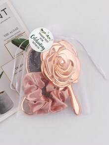 Brodark Champagne Rose Gold Bridal Party Favor Set, Includes Makeup Sponge, Comb, Mirror, Hair Ties, Thank You Card, White Drawstring Bag, Suitable For Party Favors, Valentine's Day, Mother's Day Gifts - Comb + Mirror + Hair Tie - View 12