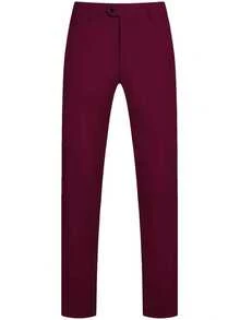 2 piezas Traje de negocios para hombre, vestimenta formal para boda, ceremonia (Chaqueta + Pantalones) - Burdeos - Ver 8