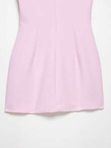 DEEKA Spring/Summer New Women's Fashion European And American Style Minimalist Bow Polka Dot Short Dress Elegant Pink - Pink - View 8