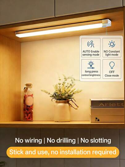 10cm/20cm/30cm/50cm - Dải đèn LED cảm biến chuyển động sạc USB đơn, chiếu sáng cầu thang, thanh đèn sạc lại và di động, đèn trang trí, ánh sáng trắng ấm/trắng, thích hợp cho tủ, Giáng sinh, Halloween, nhà bếp, hành lang, ngoài trời, tủ quần áo, cầu thang - Lắp đặt dễ dàng, tự động phát hiện người, không cần khoan, đèn chiếu sáng tủ quần áo | Đèn tối giản | Từ tính