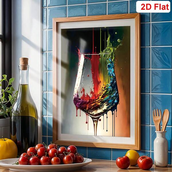 Extra Large Colorful Abstract Canvas Wall Art With Wooden Frame - Vibrant Glass Painting Print, Ready To Hang, Modern Home Kitchen Decor, Size 27.6 Inches X 35.4 Inches, Suitable For Living Room Or Kitchen Large Canvas Wall Art