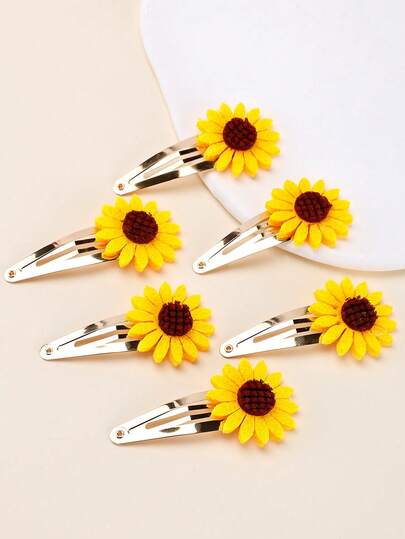6pcs World Bee Day Yellow Polyester Hair Clips,Sun Flowers Accessories Hairpins,Cute Hair Barrettes For Girls Teens Spring Summer Travel Essential Party Gifts & Follow Our Store For Latest Designs And Get 20% Off Your Next Order & DZBB