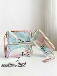 Túi đựng mỹ phẩm hologram tùy chỉnh, túi đựng đồ vệ sinh cá nhân, túi đựng đồ trang điểm, túi trang điểm du lịch xách tay, túi đựng dụng cụ trang điểm, ví đựng tiền xu, túi nhỏ, túi đựng đồ trang điểm, vật dụng cần thiết khi đi du lịch - Nhiều màu - Xem 7