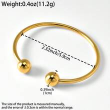 1件经典简约18K镀金不锈钢开口手链，休闲百搭女士配饰 - 金色 - 查看 7