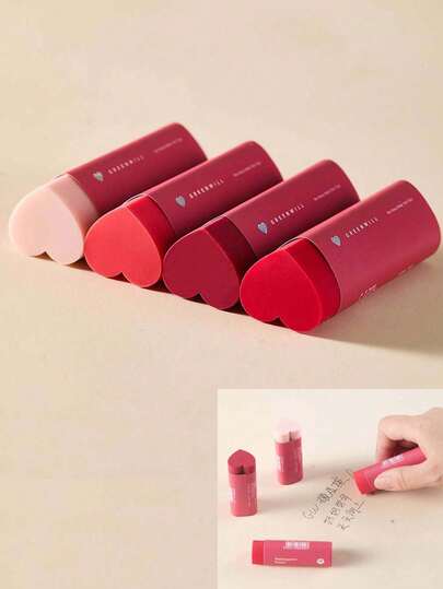 4 قطع من ممحاة عيد الحب الإبداعية، ممحاة أقلام رصاص بدون آثار، ممحاة قلب فني من البي في سي بتدرج لوني، 4 ألوان عشوائية