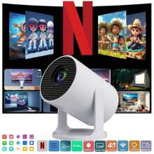 Minipoyector de video GAWFOLK 4K 1280x720P Android 11 con WiFi de banda dual, proyector para teatro en casa portátil con control remoto - Ver 6